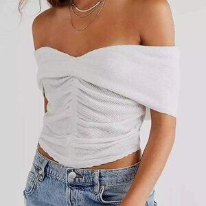 Free People Off The Shoulder Ultra Soft This Cutie Ribbed Cropped Top M